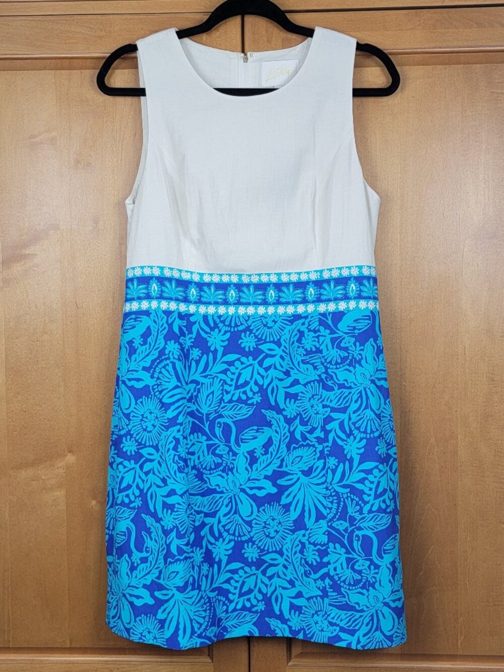 NWT Lilly Pulitzer Aubria Shift Dress Breezy Aqua Jungle Escape Blue White - 8